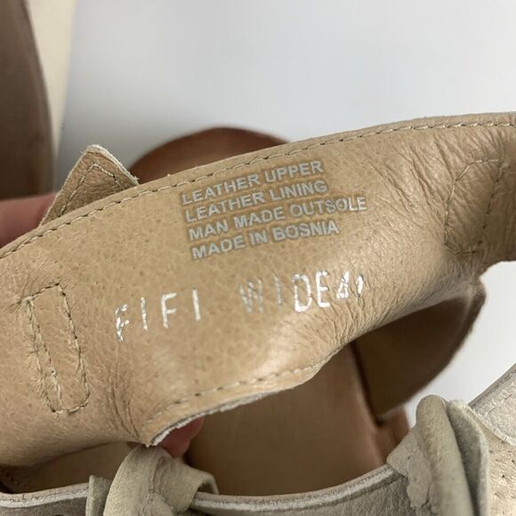 Miz Mooz Fifi Leather Ankle Strap Sandals Studs Gladiator Flat Cream 41 9.5 Wide - Picture 12 of 13